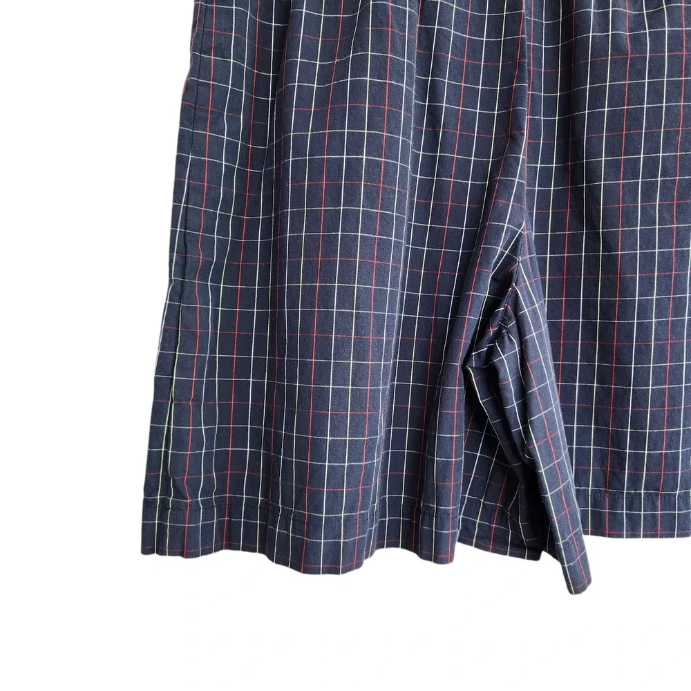 Vintage Liz Claiborne Navy Blue Red White Plaid High Waisted Button Down Skort